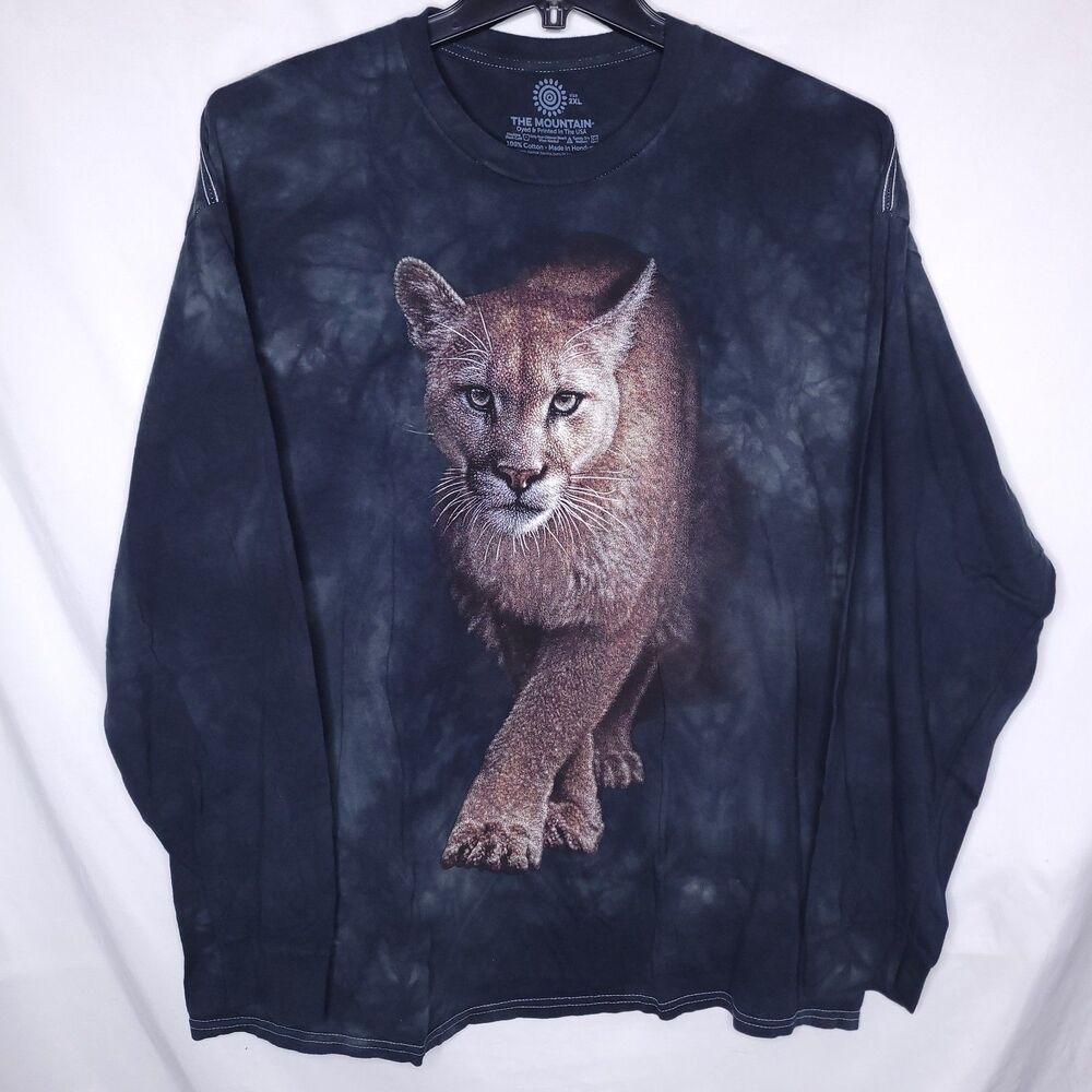 The Mountain T Shirt Mens 2XL Blue Mountain Lion Cougar
